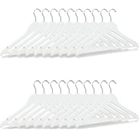 Relaxdays Pack de Perchas- Madera- Blanco- 3x44x23 cm